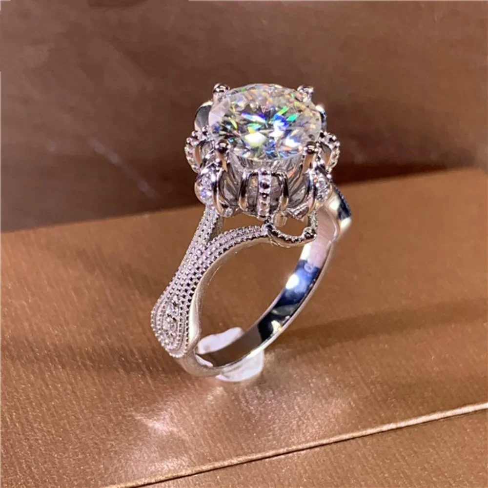 ✨Shiny Cubic Zirconia Stone Flower Pure Luxury Wedding Rings for Women,MARR9182